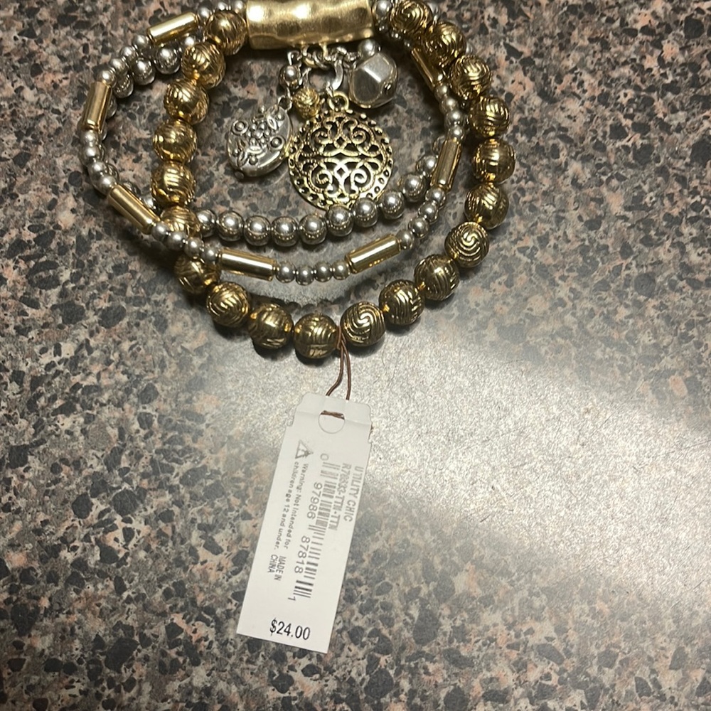 Ruby Rd Gold & silver stretch bracelet NWT